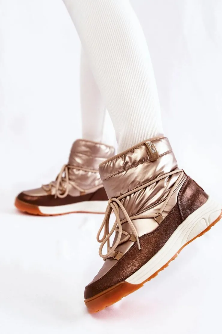 Damskie Big Star Shoes Damskie Śniegowce Memory Foam Big Star KK274276 Złoto-Brązowe