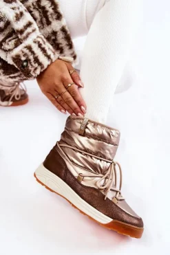 Damskie Big Star Shoes Damskie Śniegowce Memory Foam Big Star KK274276 Złoto-Brązowe