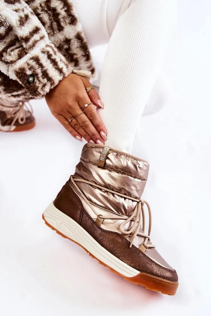 Damskie Big Star Shoes Damskie Śniegowce Memory Foam Big Star KK274276 Złoto-Brązowe