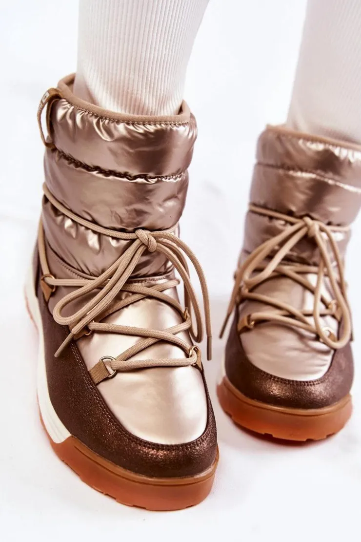 Damskie Big Star Shoes Damskie Śniegowce Memory Foam Big Star KK274276 Złoto-Brązowe