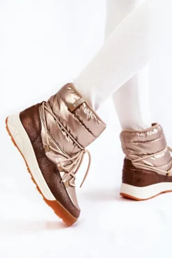 Damskie Big Star Shoes Damskie Śniegowce Memory Foam Big Star KK274276 Złoto-Brązowe