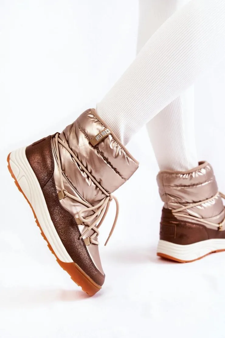 Damskie Big Star Shoes Damskie Śniegowce Memory Foam Big Star KK274276 Złoto-Brązowe