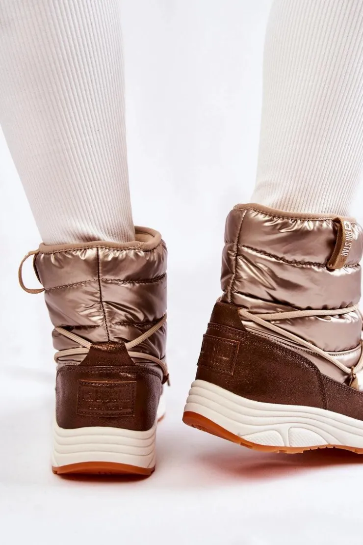 Damskie Big Star Shoes Damskie Śniegowce Memory Foam Big Star KK274276 Złoto-Brązowe