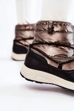 Best Big Star Shoes Damskie Śniegowce Memory Foam Big Star KK274275 Srebrno-Czarne