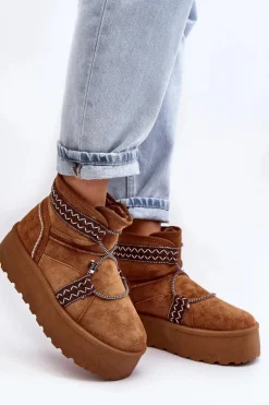 Damskie Boto Damskie Śniegowce Na Grubej Podeszwie Z Wiązaniem Camel Milson