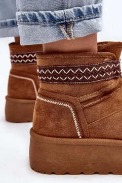 Damskie Boto Damskie Śniegowce Na Grubej Podeszwie Z Wiązaniem Camel Milson