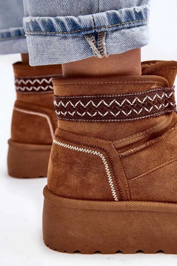 Damskie Boto Damskie Śniegowce Na Grubej Podeszwie Z Wiązaniem Camel Milson