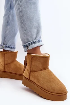 Damskie Boto Damskie Śniegowce Na Masywnej Platformie Z Frędzlami Camel Lirico