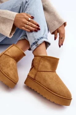 Damskie Boto Damskie Śniegowce Na Masywnej Platformie Z Frędzlami Camel Lirico