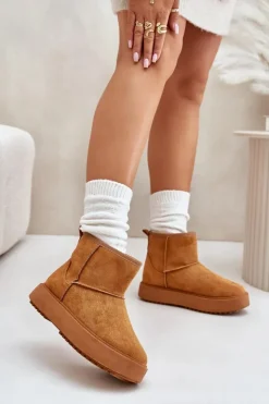 Damskie Evento Damskie Śniegowce Na Platformie Z Eko Zamszu Camel Atteria