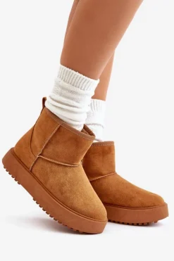 Damskie Evento Damskie Śniegowce Na Platformie Z Eko Zamszu Camel Atteria