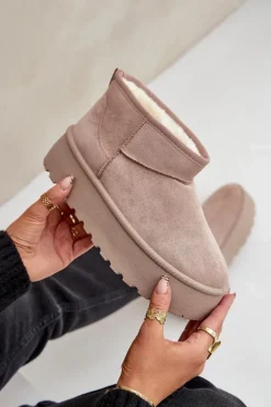 Damskie Boto Damskie Śniegowce Na Platformie Beżowe Ninala