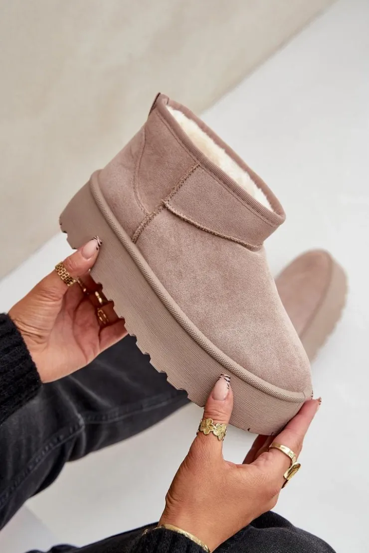 Damskie Boto Damskie Śniegowce Na Platformie Beżowe Ninala