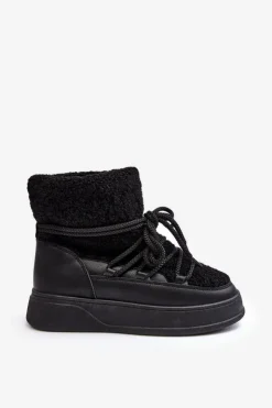 Boto Śniegowce Damskie*Damskie Śniegowce Na Platformie Czarne Ahatissa