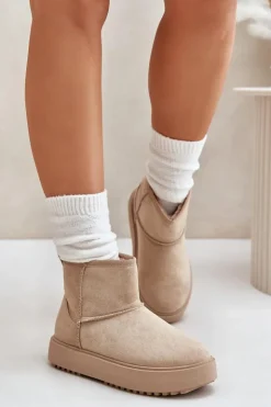 Evento Śniegowce Damskie*Damskie Śniegowce Na Platformie Z Eko Zamszu Beżowe Atteria