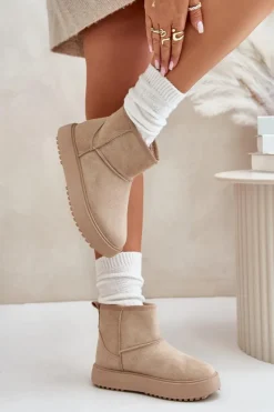 Evento Śniegowce Damskie*Damskie Śniegowce Na Platformie Z Eko Zamszu Beżowe Atteria