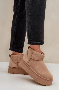 New Boto Damskie Śniegowce Na Platformie Ciemnobeżowe Ninala Beżowy