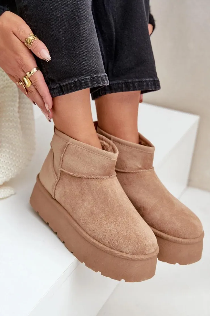 New Boto Damskie Śniegowce Na Platformie Ciemnobeżowe Ninala Beżowy