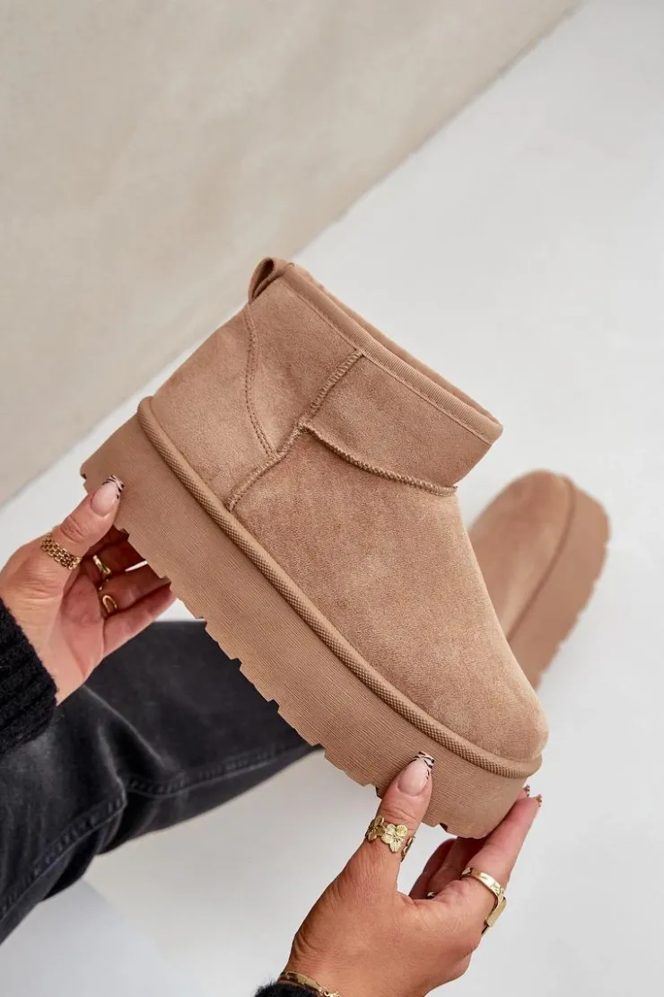 New Boto Damskie Śniegowce Na Platformie Ciemnobeżowe Ninala Beżowy