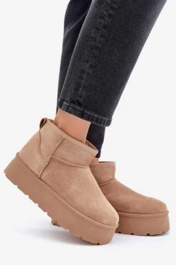 New Boto Damskie Śniegowce Na Platformie Ciemnobeżowe Ninala Beżowy