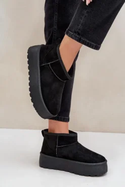 Damskie Boto Damskie Śniegowce Na Platformie Czarne Ninala