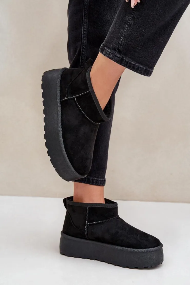Damskie Boto Damskie Śniegowce Na Platformie Czarne Ninala