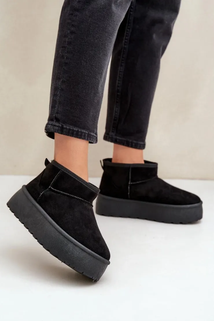 Damskie Boto Damskie Śniegowce Na Platformie Czarne Ninala