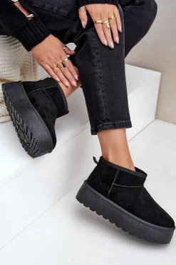 Damskie Boto Damskie Śniegowce Na Platformie Czarne Ninala