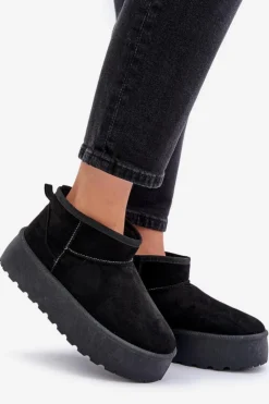 Damskie Boto Damskie Śniegowce Na Platformie Czarne Ninala