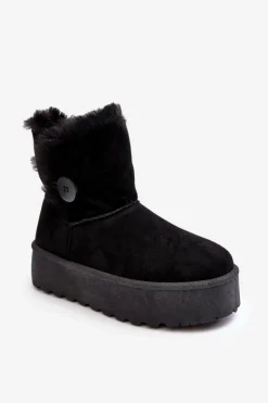 Online Boto Damskie Śniegowce Na Platformie Z Futerkiem Czarne Wikasem