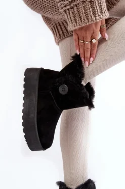 Online Boto Damskie Śniegowce Na Platformie Z Futerkiem Czarne Wikasem