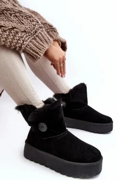 Online Boto Damskie Śniegowce Na Platformie Z Futerkiem Czarne Wikasem