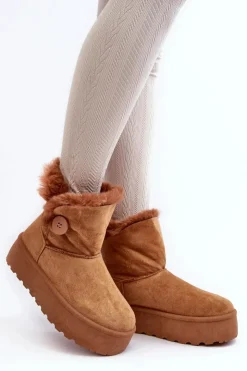 Damskie Boto Damskie Śniegowce Na Platformie Z Futerkiem Camel Wikasem