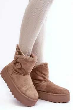 Boto Śniegowce Damskie*Damskie Śniegowce Na Platformie Z Futerkiem Beżowe Wikasem