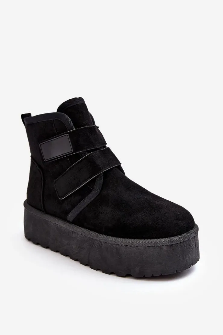 Damskie Boto Damskie Śniegowce Na Platformie Czarne Naredi