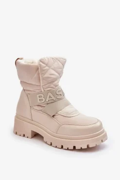 Damskie Boto Damskie Śniegowce Na Suwak Ocieplane Jasnobeżowe Zeva