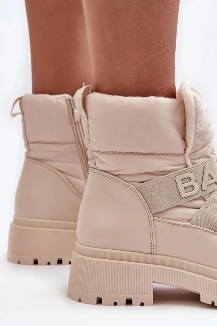 Damskie Boto Damskie Śniegowce Na Suwak Ocieplane Jasnobeżowe Zeva
