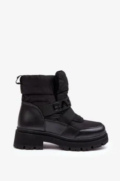 Boto Śniegowce Damskie*Damskie Śniegowce Na Suwak Ocieplane Czarne Zeva