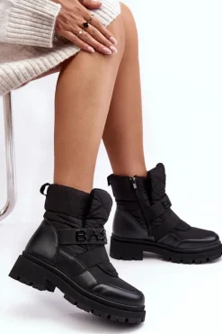 Boto Śniegowce Damskie*Damskie Śniegowce Na Suwak Ocieplane Czarne Zeva