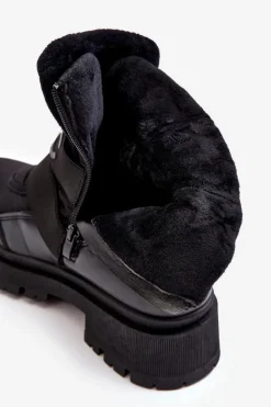 Boto Śniegowce Damskie*Damskie Śniegowce Na Suwak Ocieplane Czarne Zeva