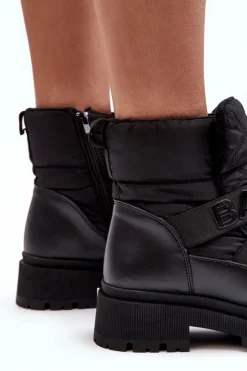 Boto Śniegowce Damskie*Damskie Śniegowce Na Suwak Ocieplane Czarne Zeva