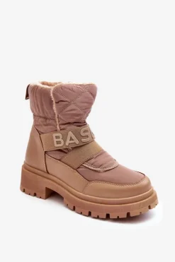 Clearance Boto Damskie Śniegowce Na Suwak Ocieplane Beżowe Zeva