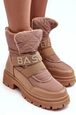 Clearance Boto Damskie Śniegowce Na Suwak Ocieplane Beżowe Zeva