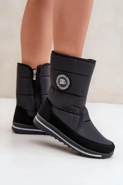 Clearance Boto Damskie Śniegowce Na Zamek Progress PROGJ-21-09 Czarne