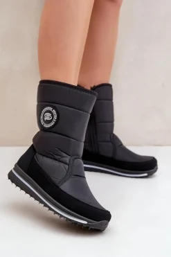 Clearance Boto Damskie Śniegowce Na Zamek Progress PROGJ-21-09 Czarne