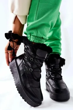 Damskie Damskie buty S.Barski Damskie Śniegowce Ocieplane Czarne Gordian