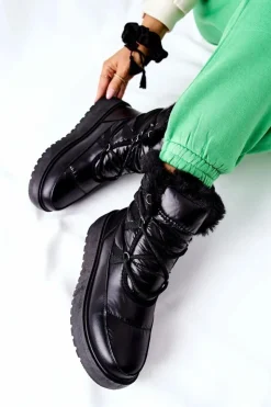 Damskie Damskie buty S.Barski Damskie Śniegowce Ocieplane Czarne Gordian