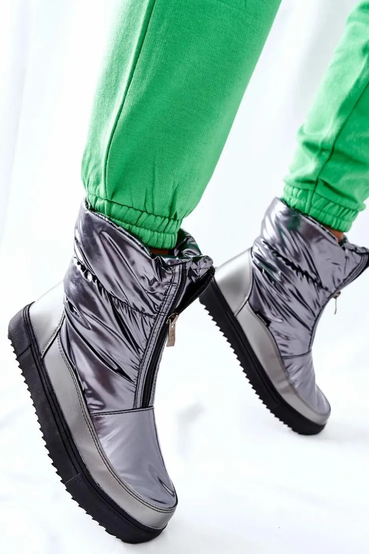 Online Damskie buty S.Barski Damskie Śniegowce Ocieplane Szare Monile