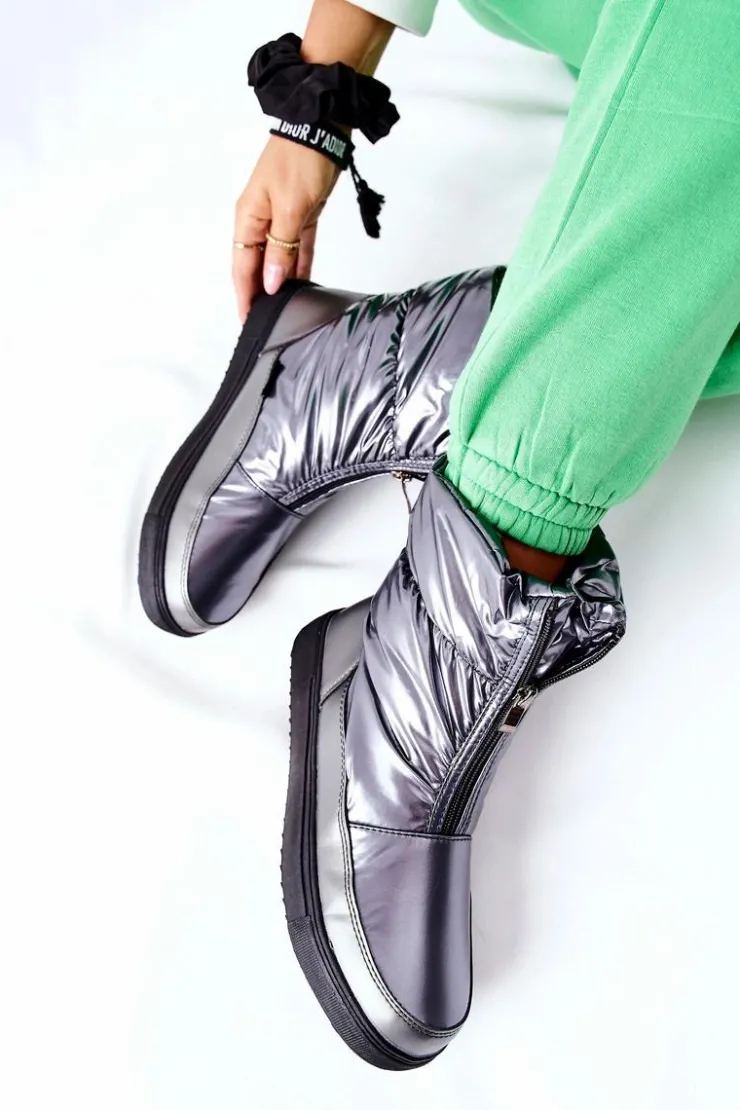 Online Damskie buty S.Barski Damskie Śniegowce Ocieplane Szare Monile