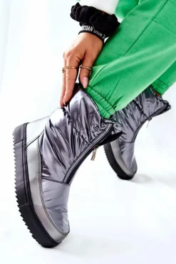 Online Damskie buty S.Barski Damskie Śniegowce Ocieplane Szare Monile